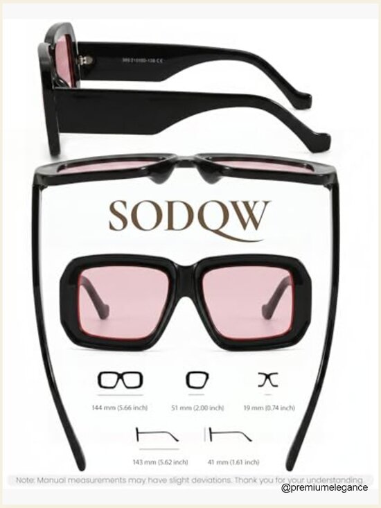 Oversized Chunky Square Sunglasses UV400 Trendy Eyewear for Beach Travel main image 5
